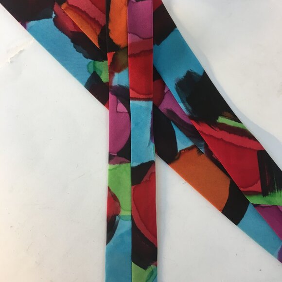 Barb Maria Handpainted Silk Tie Vintage Rainbow Tie Dye Abstract Multicolour - Picture 11 of 14